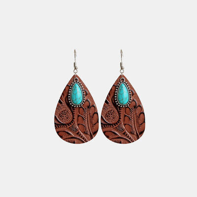 Leather & Turquoise Teardrop Earrings