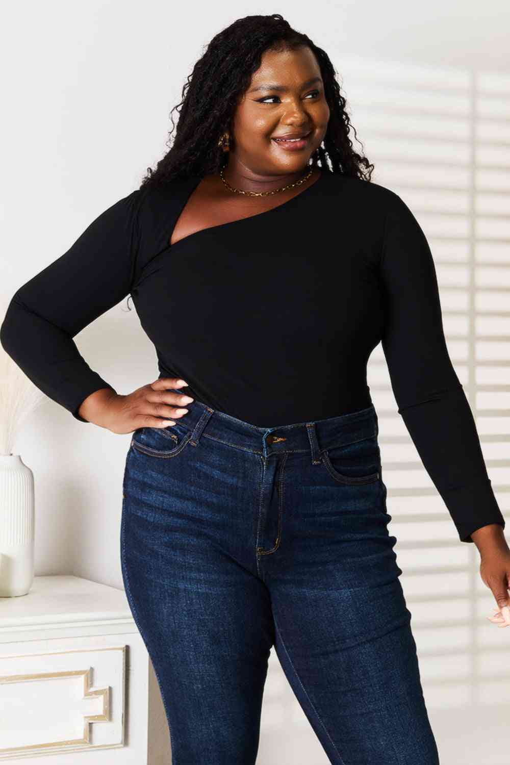 Basic Bae Asymmetrical Neck Top
