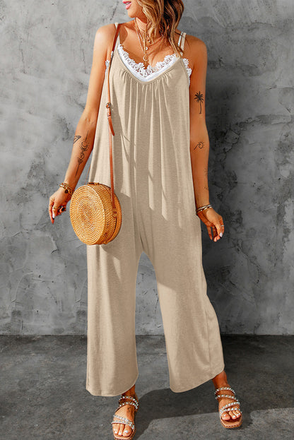 Spaghetti Strap Wide Leg Jumpsuit