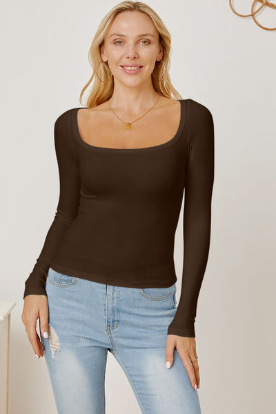 Square Neck Long Sleeve T-Shirt