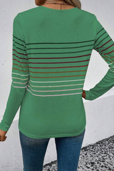 Striped Round Neck Long Sleeve Shirt