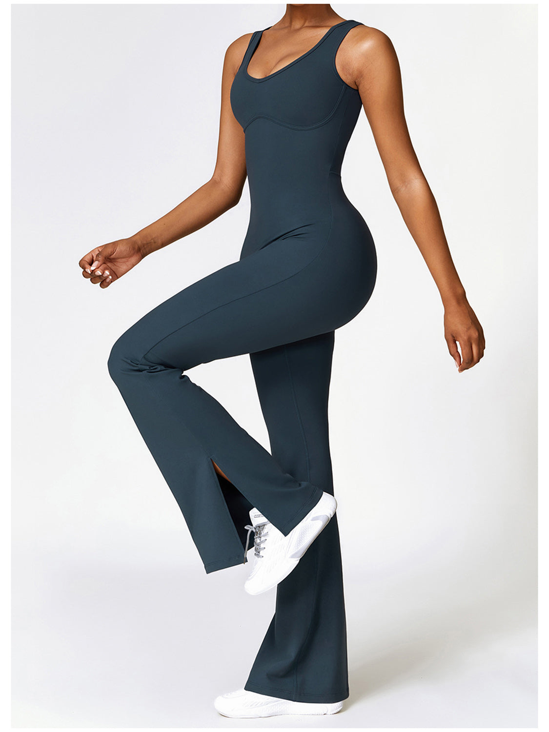 Wide Strap Bootcut Slit Active Jumpsuit