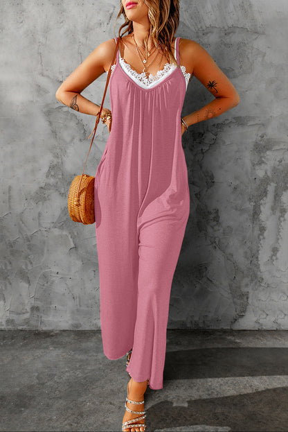 Spaghetti Strap Wide Leg Jumpsuit