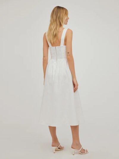 Square Neck Wide Strap Midi Dress