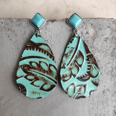 Diamond Shaped Turquoise & Teardrop Earrings