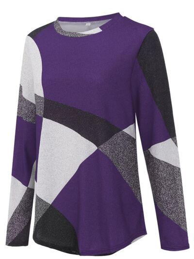 Geometric Round Neck Long Sleeve Shirt