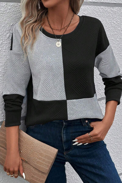 Tri-Color Block Round Neck Dropped Shoulder Shirt