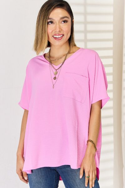 Zenana Texture Short Sleeve Shirt