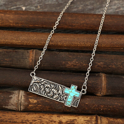 Turquoise Cross Bar Necklace