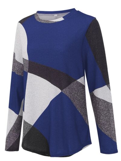 Geometric Round Neck Long Sleeve Shirt