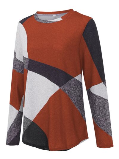 Geometric Round Neck Long Sleeve Shirt