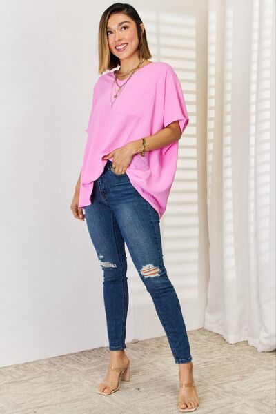 Zenana Texture Short Sleeve Shirt