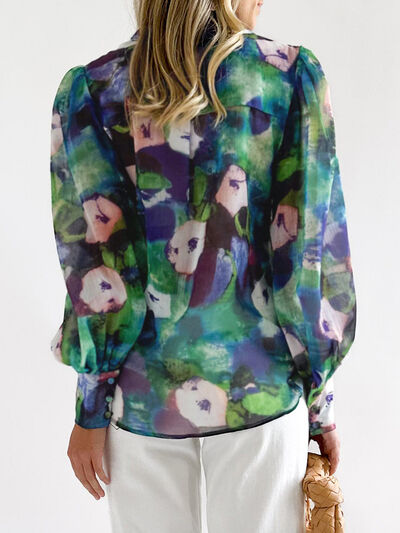 Floral Button Up Collared Neck Shirt