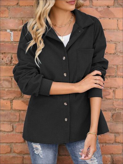 Button Up Dropped Shoulder Jacket