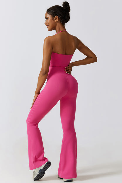 Halter Neck Flare Sport Jumpsuit