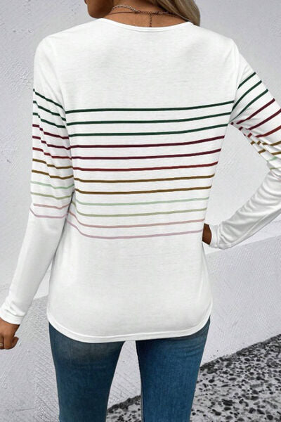 Striped Round Neck Long Sleeve Shirt