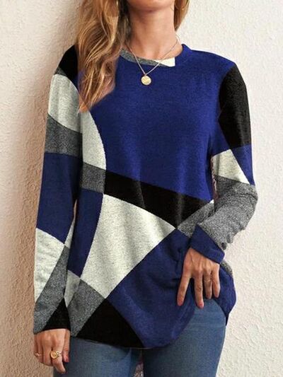 Geometric Round Neck Long Sleeve Shirt