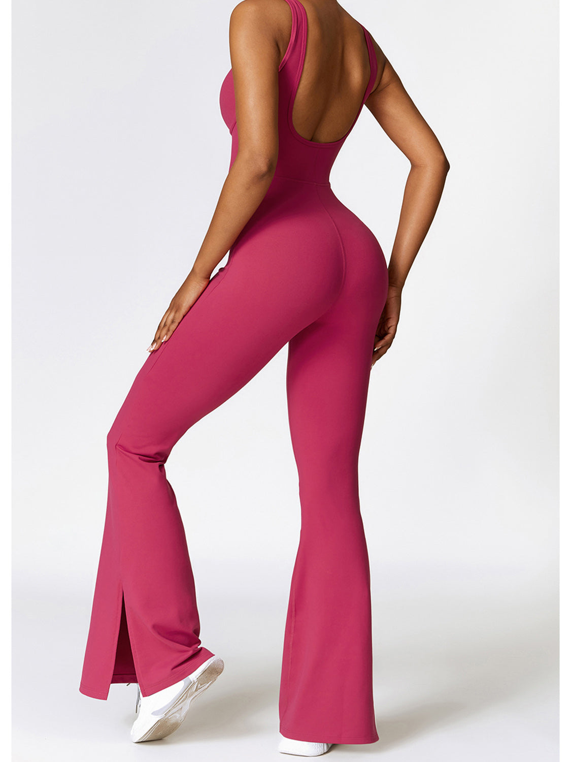 Wide Strap Bootcut Slit Active Jumpsuit