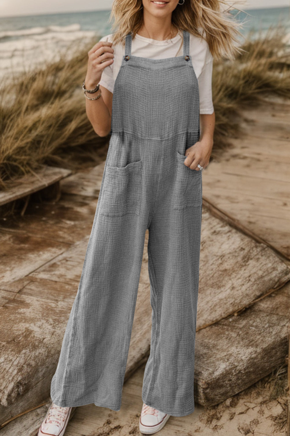 Full Size Wide Leg Front Pocket Jumpsuit