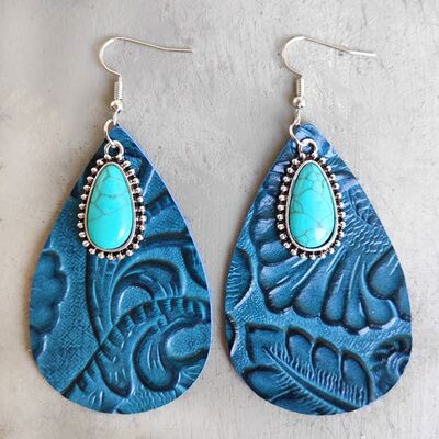 Leather & Turquoise Teardrop Earrings