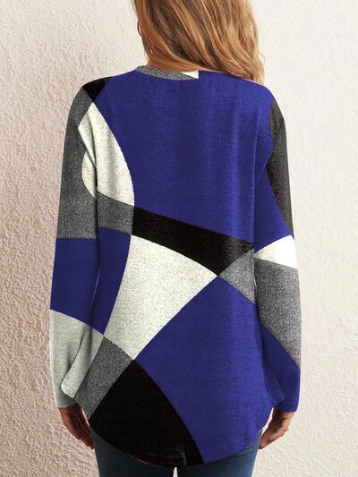 Geometric Round Neck Long Sleeve Shirt