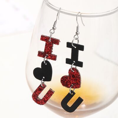 PU Leather Iron Hook Dangle Earrings