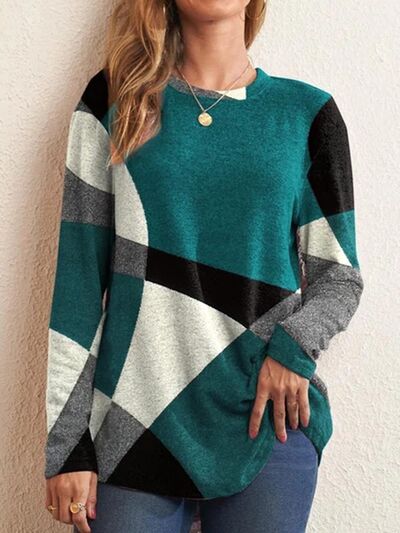 Geometric Round Neck Long Sleeve Shirt