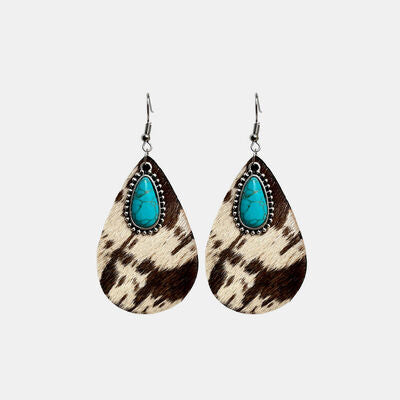 Animal Print Turquoise Teardrop Earrings