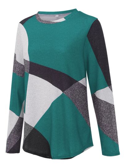 Geometric Round Neck Long Sleeve Shirt