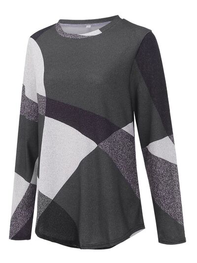 Geometric Round Neck Long Sleeve Shirt